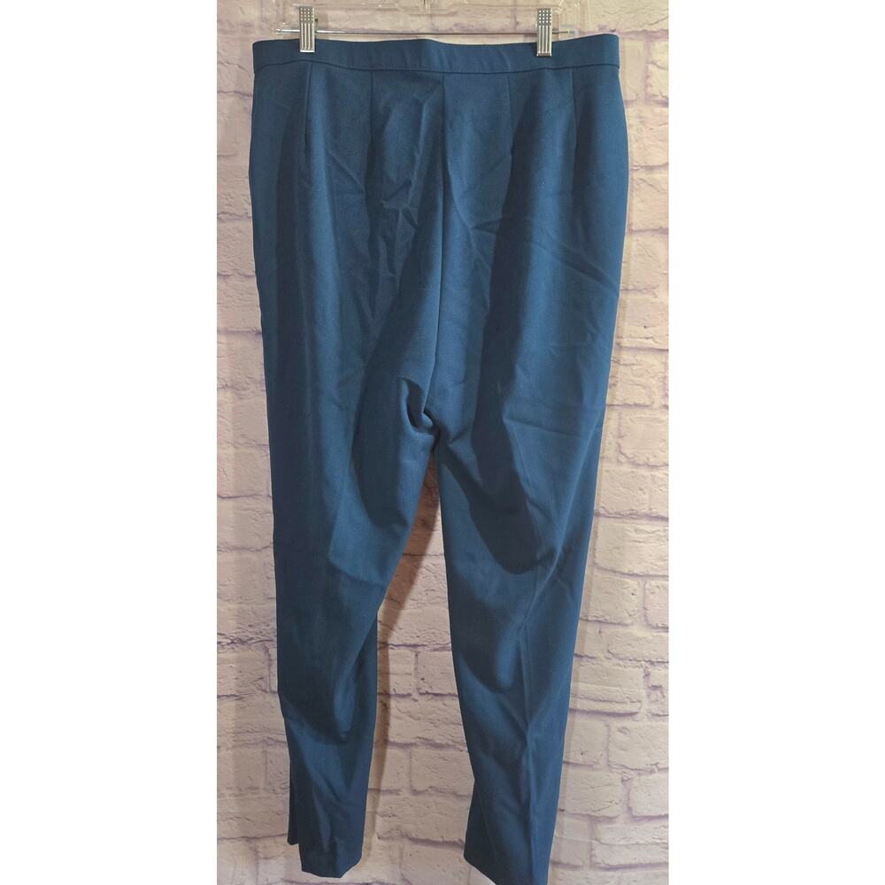 Investment II Blue Teal Flat Front Dress Pants 14WR Plus Stretch Pockets - Picture 2 of 4